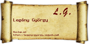 Legény György névjegykártya